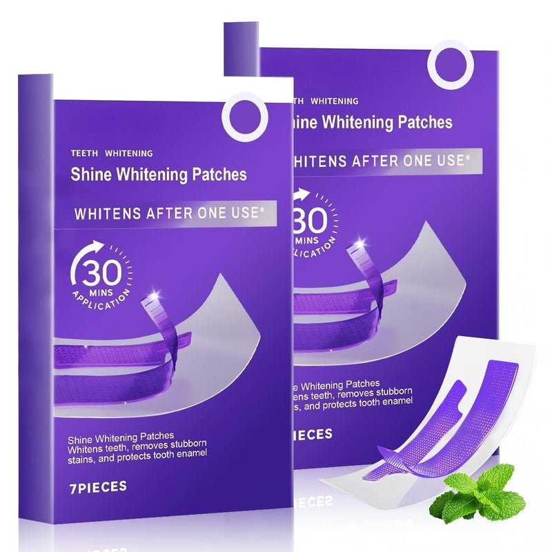 Botou 2PCS Purple Teeth Whitening Strips, Enamel Safe for Sensitive Tooth, Coffee & Smoking Deep Stain Power Removal, Residue-Free Non-Slip, Professional Treatments(14Pairs) - Image 1