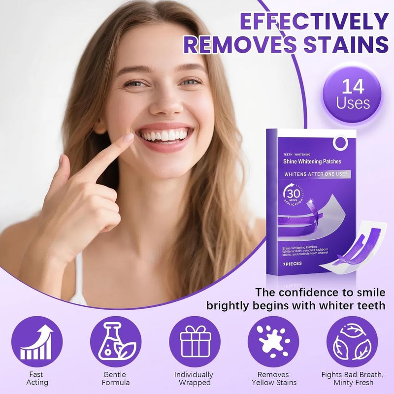Botou 2PCS Purple Teeth Whitening Strips, Enamel Safe for Sensitive Tooth, Coffee & Smoking Deep Stain Power Removal, Residue-Free Non-Slip, Professional Treatments(14Pairs) - Image 5