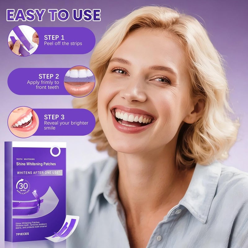 Botou 2PCS Purple Teeth Whitening Strips, Enamel Safe for Sensitive Tooth, Coffee & Smoking Deep Stain Power Removal, Residue-Free Non-Slip, Professional Treatments(14Pairs) - Image 3