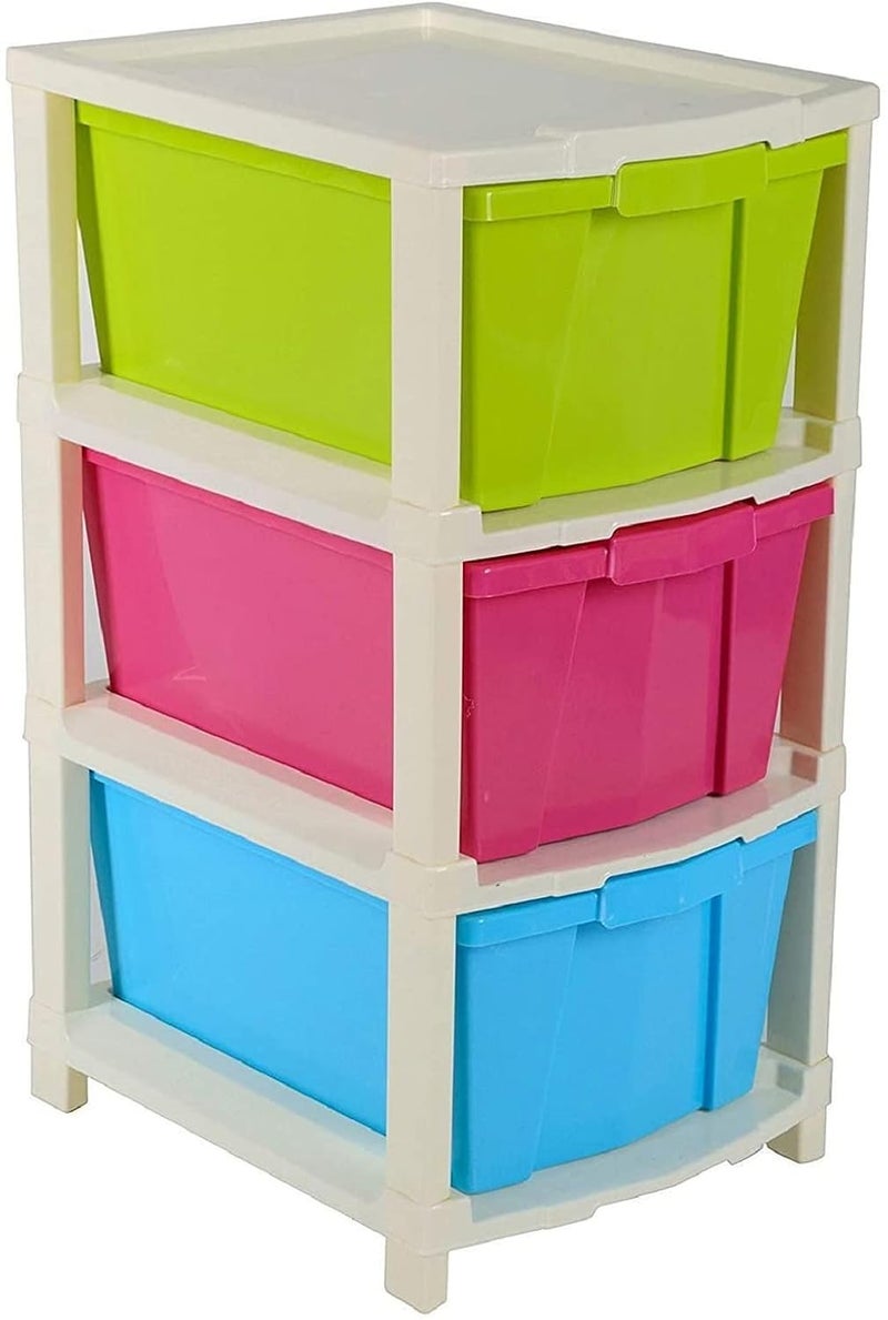 Swami Enterprise 3 Layer Plastic Modular Drawer System Large Stomo Multi Purpose chest of Drawer Organizer for Home Office Hospital Parlour and School Foldable drawer 3 LAYER - Image 1