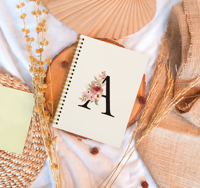OXW Personalized Custom Initial A Notebook Journal, Customized Gifts for Women Teen Girls Coworkers Friends, Personalized Monogrammed Gifts for Women, Cute Girly Gifts for Teenage Girls(5.5'' X 8.3'') - Image 2