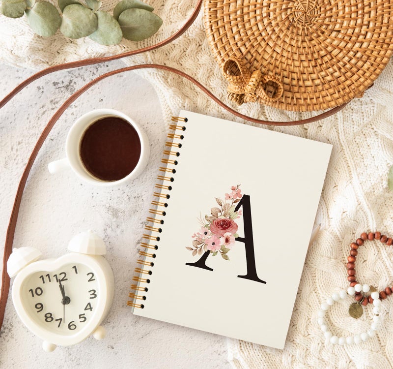 OXW Personalized Custom Initial A Notebook Journal, Customized Gifts for Women Teen Girls Coworkers Friends, Personalized Monogrammed Gifts for Women, Cute Girly Gifts for Teenage Girls(5.5'' X 8.3'') - Image 3