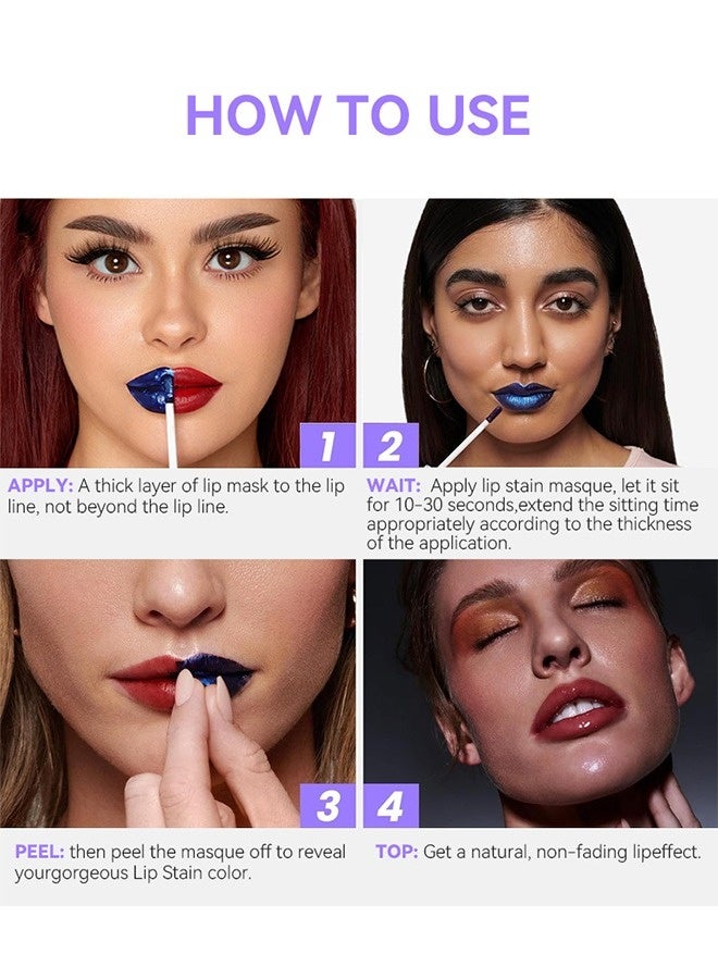 سيمونانا قناع تلوين الشفاه، قناع قابل للتقشير، يدوم طويلاً، مقاوم للماء والانتقال، لون شفاه وردي، لمسة نهائية غير لامعة، قابل للتقشير، 4 مل (02#وردي دافئ) - Image 5