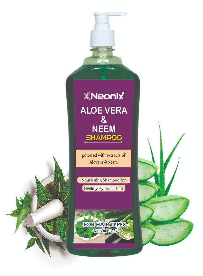 Neonix Natural Neem & Aloe Vera Shampoo for Soft, Shine, Smooth, Damage Repair, Dandruff, Frizz Control, and Hydrated Hair | All-Natural, Gentle, and Safe for All Hair Types- 1 LTR - Image 2