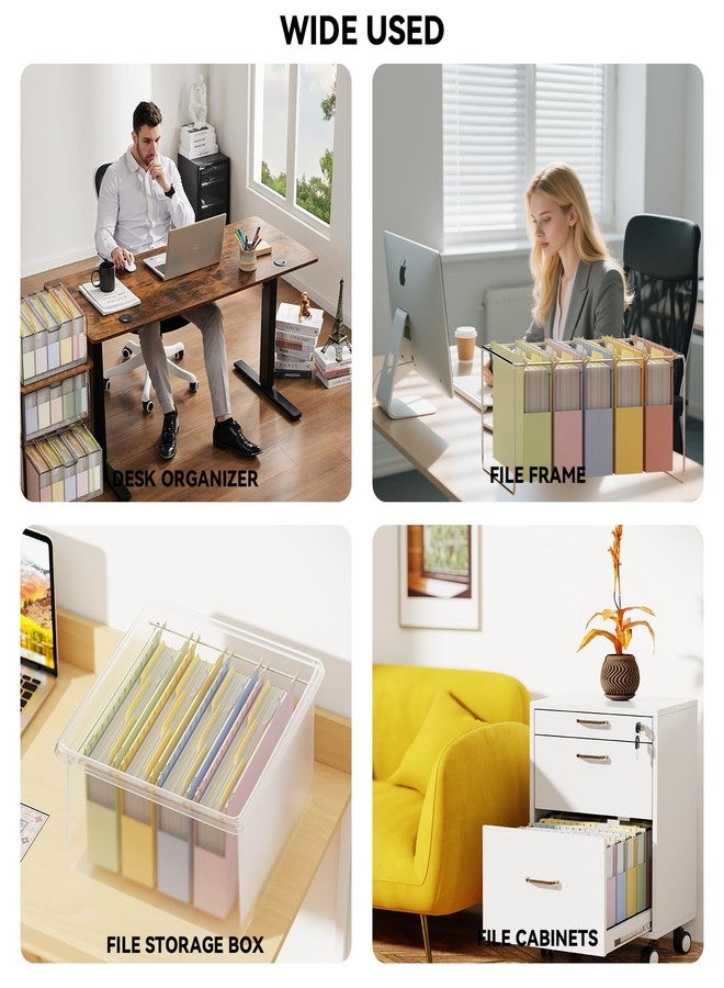 Ansook Legal Size Hanging File Folders Extra Capacity, Heavy Duty 2 Inch Expansion Plastic File Folders Hanging with Tabs,12 Pack Pastel File Cabinet Folders, Expandable Hanging File Folder Organizer - Image 4