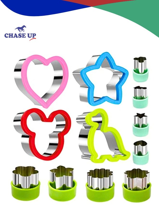 Chase Up 12Pcs Stainless Steel Sandwich Cookie Cutters Set Mini Vegetable Fruit Cutters Food Grade Cookie Cutter Mold for Kids Food Decoration Tools for Kitchen - Image 1