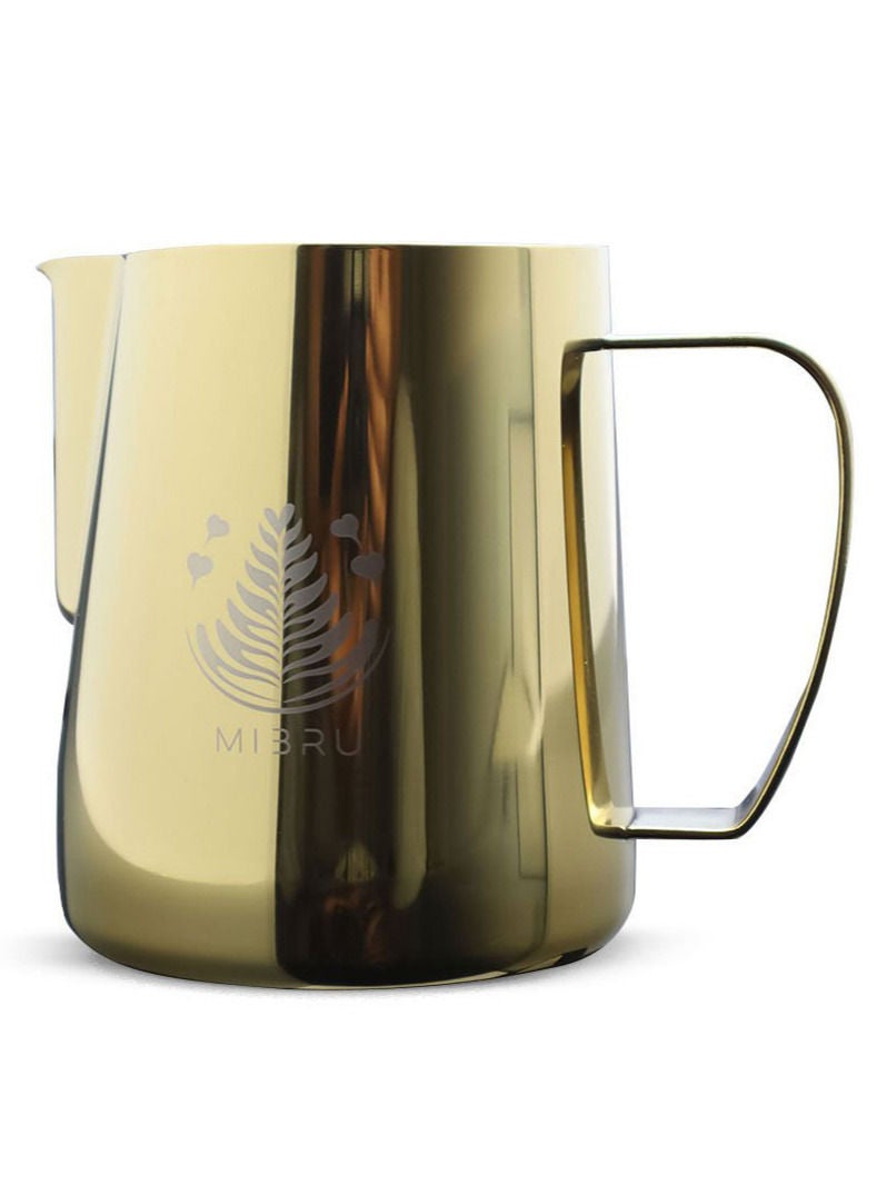 ميبرو بتشر حليب مع مقياس لتحضير القهوة و الكابتشينو وتبخير احترافي إبريق لصنع رغوة الحليب من الستانلس ستيل  ذهبي 400 مل - Image 2