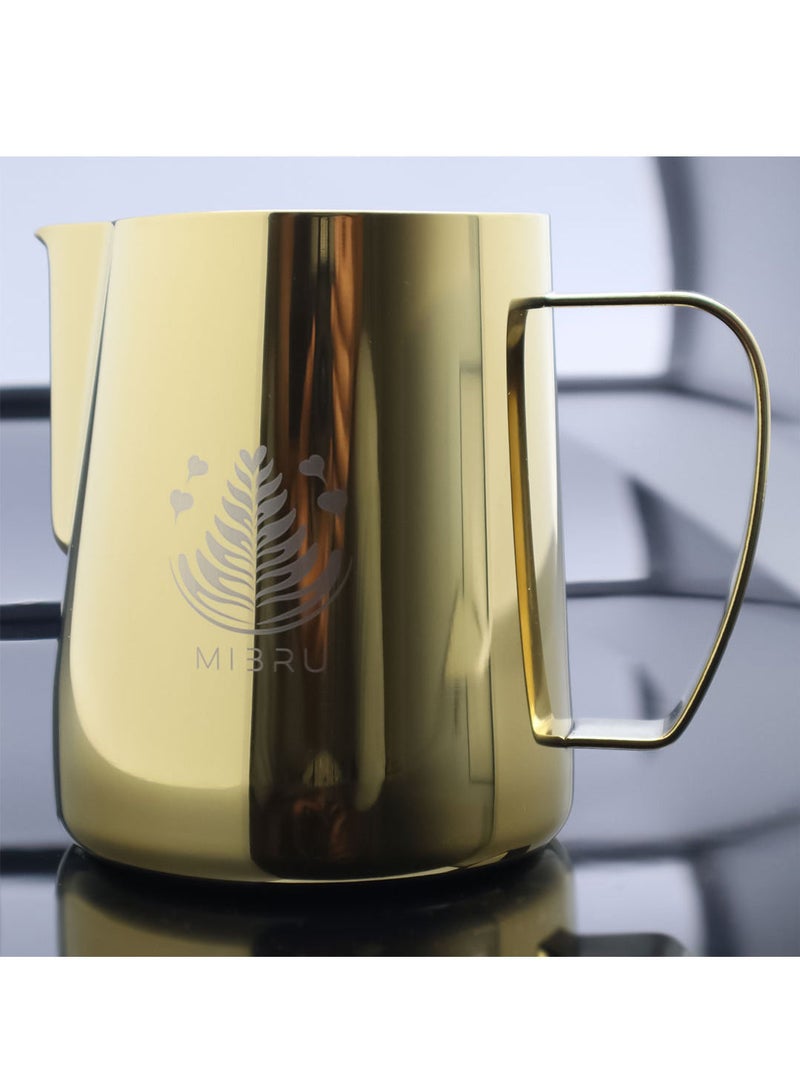 ميبرو بتشر حليب مع مقياس لتحضير القهوة و الكابتشينو وتبخير احترافي إبريق لصنع رغوة الحليب من الستانلس ستيل  ذهبي 400 مل - Image 3