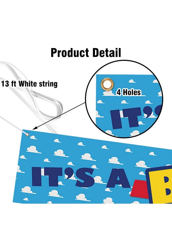 Fanghui It'S A Boy Story Yard Banner Blue Sky White Clouds For Newborn Baby Shower Garden Sign Baby Boys Birthday Party Decorations 118X20 Inch Photoshoot Banner - Image 4