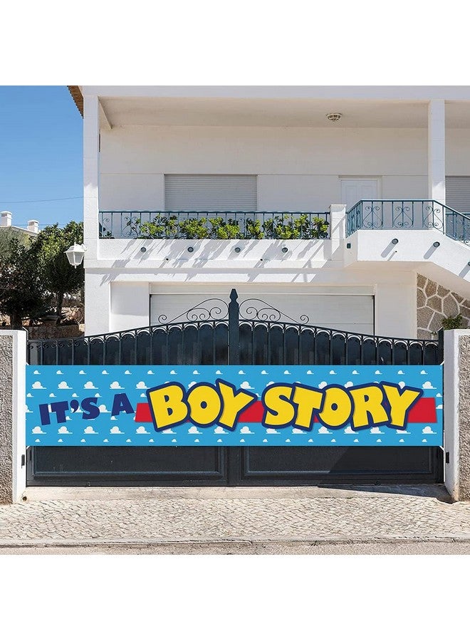 Fanghui It'S A Boy Story Yard Banner Blue Sky White Clouds For Newborn Baby Shower Garden Sign Baby Boys Birthday Party Decorations 118X20 Inch Photoshoot Banner - Image 3