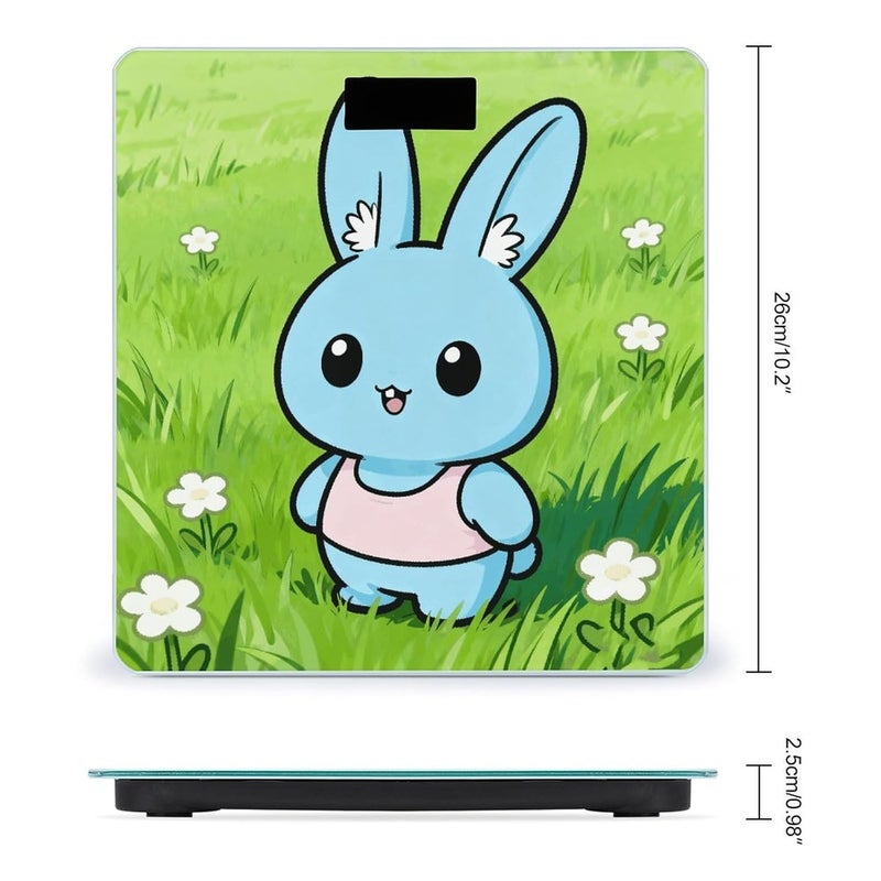 Blue Rabbits in The Lush Green Meadow Weight Scale Household High Precision Digital Body Scale Cute Compact Slim Bathroom Scale Sleek Modern Personal Body Weighing Machine For Bedroom Kitchen And Bath - Image 2