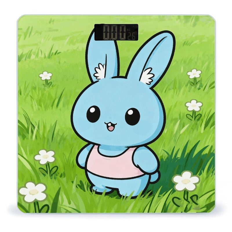 Blue Rabbits in The Lush Green Meadow Weight Scale Household High Precision Digital Body Scale Cute Compact Slim Bathroom Scale Sleek Modern Personal Body Weighing Machine For Bedroom Kitchen And Bath - Image 1