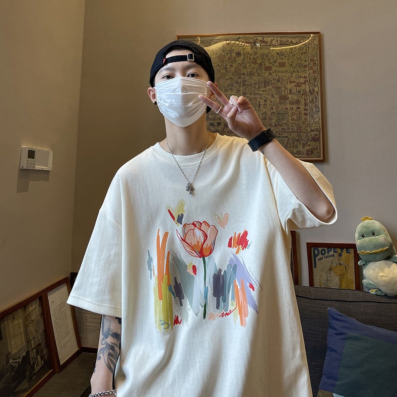 2023 Summer New Short-sleeved Unisex Printed Casual Loose All-match Couples Half-sleeve Trendy T-shirt - Image 2