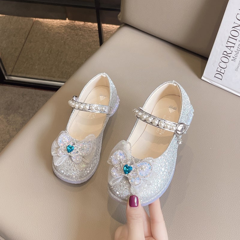 Girls Princess Shoes Crystal Jelly Sole Autumn 2024 Silver