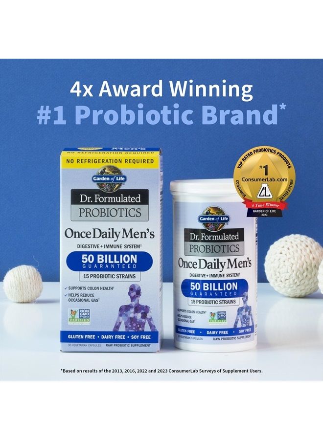 Garden of Life Probiotics for Men Dr Formulated 50 Billion CFU 15 Probiotics + Organic Prebiotic Fiber for Digestive, Colon & Immune Support, Daily Gas Relief, Dairy Free, Shelf Stable, 30 Capsules - Image 2