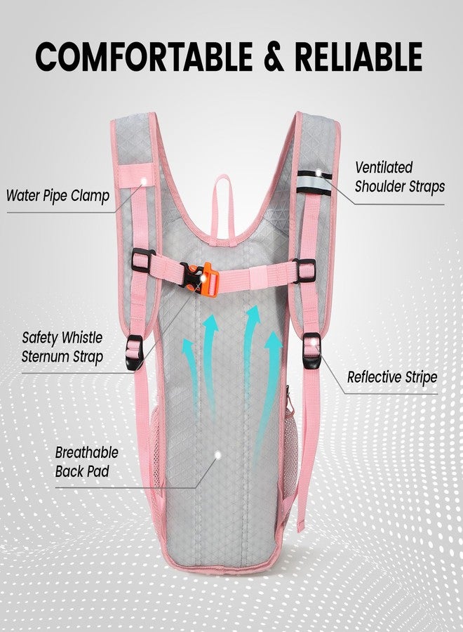 Nepest Kids Hydration Backpack, Mini Water Backpack with 1.5L Water Bladder for Hiking Cycling Running, Pink - Image 3