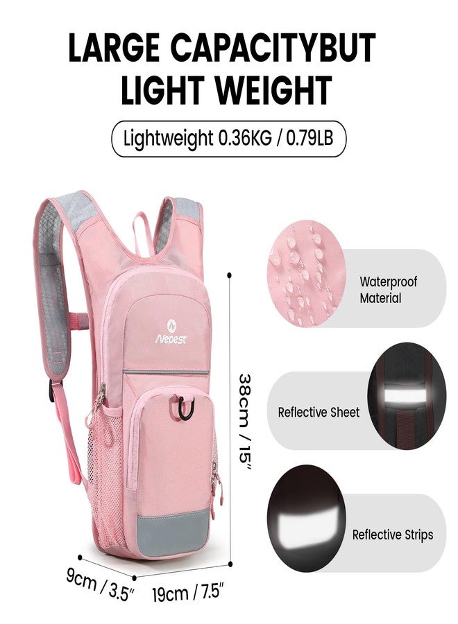 Nepest Kids Hydration Backpack, Mini Water Backpack with 1.5L Water Bladder for Hiking Cycling Running, Pink - Image 4