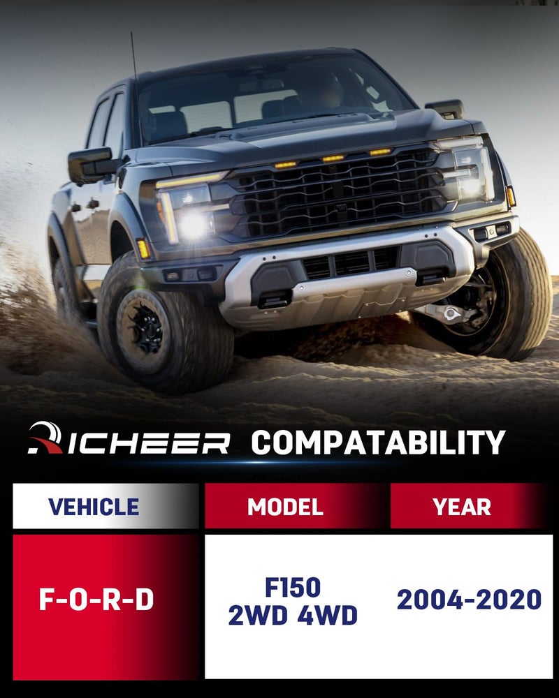 Richeer 3"F + 3"R Leveling Lift Kit for 2004-2020 F150, 3" Front Strut Spacers and 3" Rear Black Leveling Lift Block Kit Extended Square U-Bolts, 3"+3" Height for 2004-2020 F150 2WD 4WD - Image 2