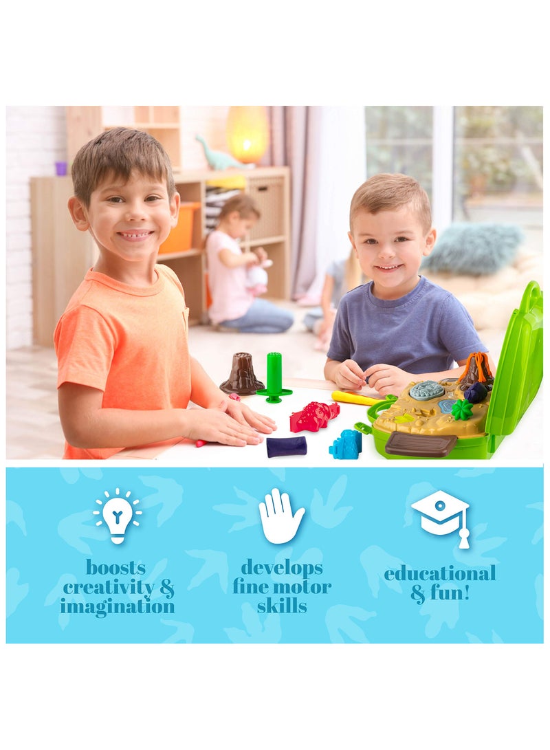 SYOSI Clay Sets for Kids Ages 2-4 - Dinosaur Play Dough Tool Kit includes 30 Pack of Clay Dough, Dinosaur, Volcano, Fossil Molds, Tools and Storage Case, Art & Craft Kit DIY Toy Set, Educational Gift - Image 3