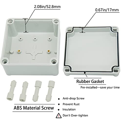 Zulkit Junction Box ABS Plastic Dustproof Waterproof IP67 Junction Boxes Universal Electrical Project Enclosure DIY Electronic Project Box Grey 4.92 x 4.92 x 2.95 inch (125 x 125 x 75 mm) - Image 3