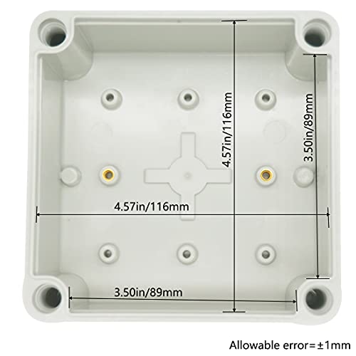 Zulkit Junction Box ABS Plastic Dustproof Waterproof IP67 Junction Boxes Universal Electrical Project Enclosure DIY Electronic Project Box Grey 4.92 x 4.92 x 2.95 inch (125 x 125 x 75 mm) - Image 4