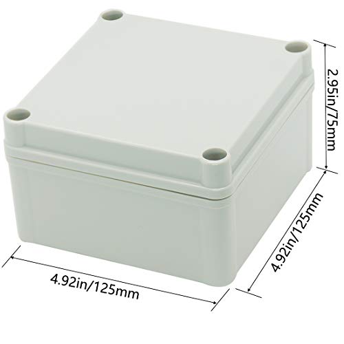 Zulkit Junction Box ABS Plastic Dustproof Waterproof IP67 Junction Boxes Universal Electrical Project Enclosure DIY Electronic Project Box Grey 4.92 x 4.92 x 2.95 inch (125 x 125 x 75 mm) - Image 2