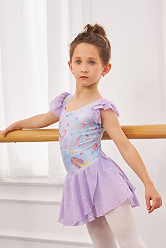 Arshiner Girls Ruffle Sleeve Ballet Dance Dress Tutu Skirted Leotard - Image 4