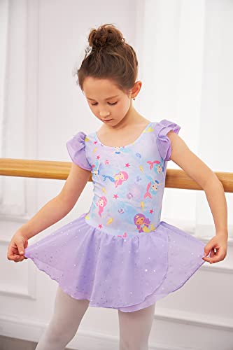 Arshiner Girls Ruffle Sleeve Ballet Dance Dress Tutu Skirted Leotard - Image 3