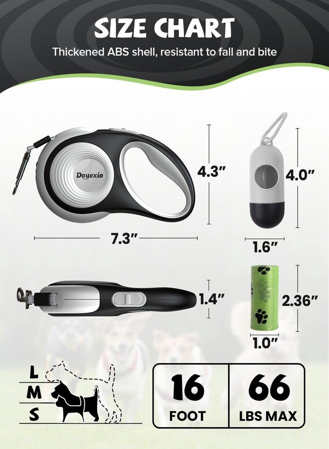 طوق كلاب قابل للسحب مع مصباح LED، طوق كلاب مطور من Douexio 3 في 1 قابل للسحب للكلاب الصغيرة والمتوسطة حتى وزن 66 رطلاً، طوله 16 قدمًا، مقبض مانع للانزلاق، فرامل بيد واحدة (أبيض) - Image 2
