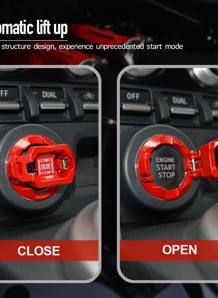 Excefore Push Start Button Cover, Car Engine Start Stop Button Cover Protector, Cool Car Accessories Interior Decor Sticker Motorcycle Key Ignition Switch Cover, Red - Image 3