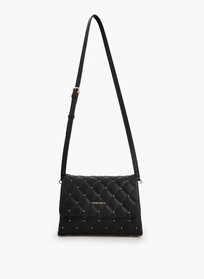 Flora Bella By Shoexpress Quilted Crossbody Bag with Button Closure