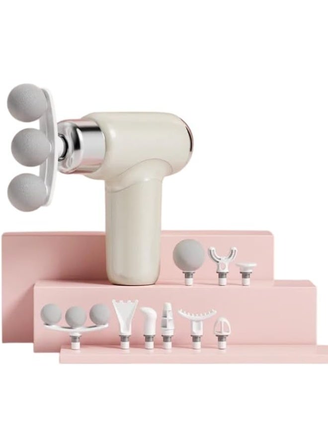 مسدس تدليك صغير - جهاز تدليك عضلي محمول باليد بتقنية الطرق مع 9 رؤوس و6 سرعات، هادئ للغاية، شحن سريع من النوع C، بطارية 1200 مللي أمبير لتخفيف آلام العضلات، والتعافي بعد التمرين، والعلاج الطبيعي (قد يختلف اللون) - Image 1