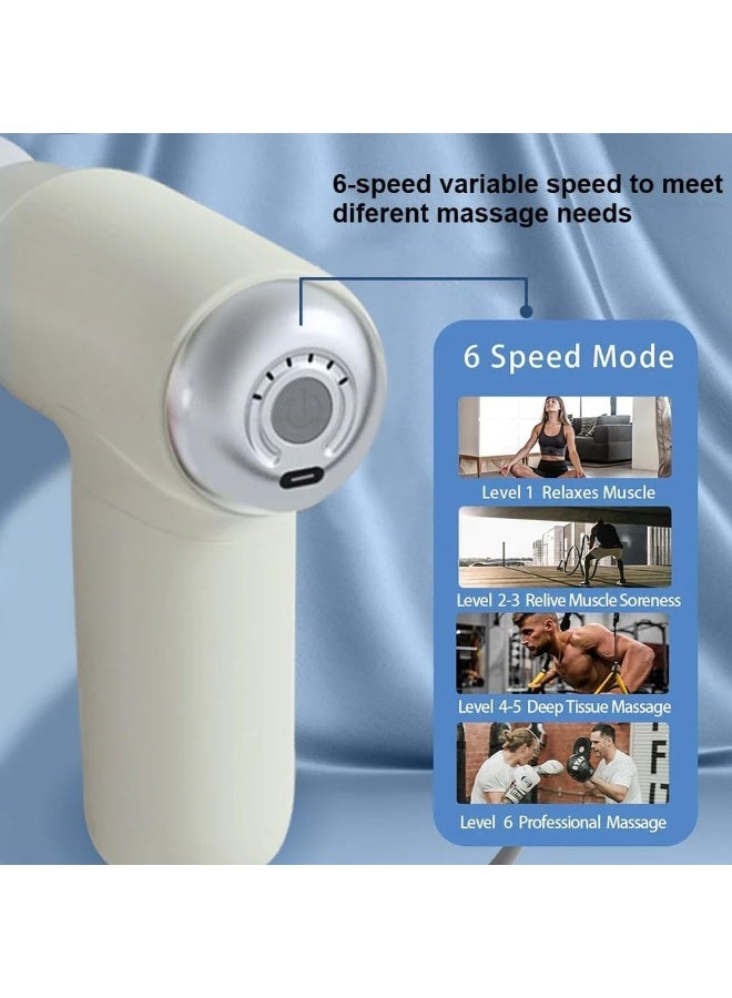 مسدس تدليك صغير - جهاز تدليك عضلي محمول باليد بتقنية الطرق مع 9 رؤوس و6 سرعات، هادئ للغاية، شحن سريع من النوع C، بطارية 1200 مللي أمبير لتخفيف آلام العضلات، والتعافي بعد التمرين، والعلاج الطبيعي (قد يختلف اللون) - Image 4