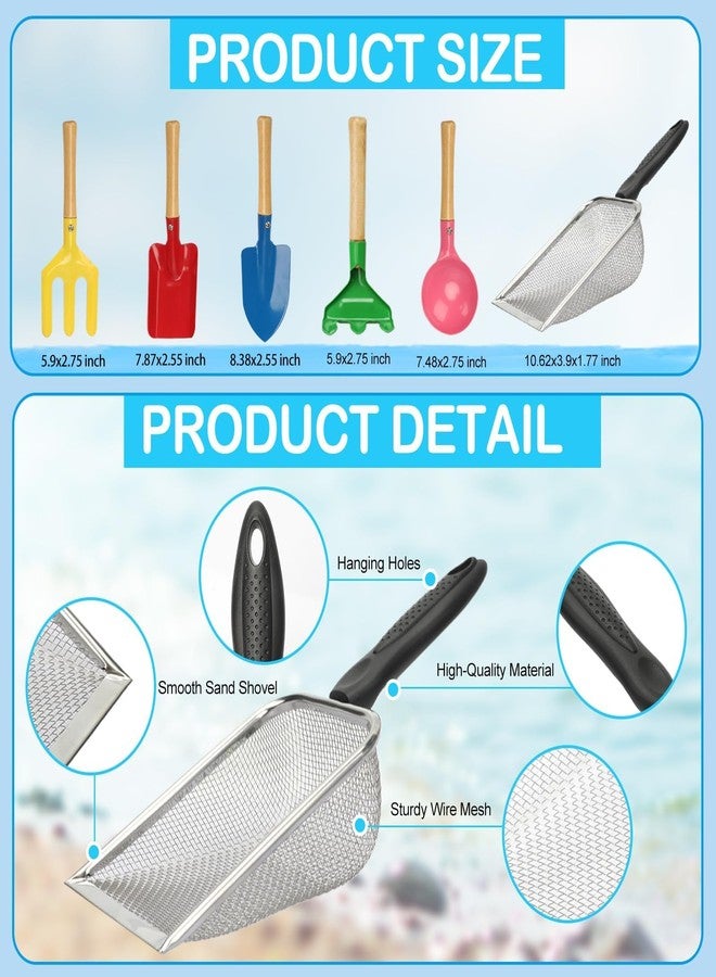 Mototo 9 PCS Beach Sand Sifter Tools Set Shark Tooth Sifter Beach Mesh Shovel with Shell Bags Collapsible Beach Bucket for Shells Collecting Shark Tooth Game Tools - Image 4