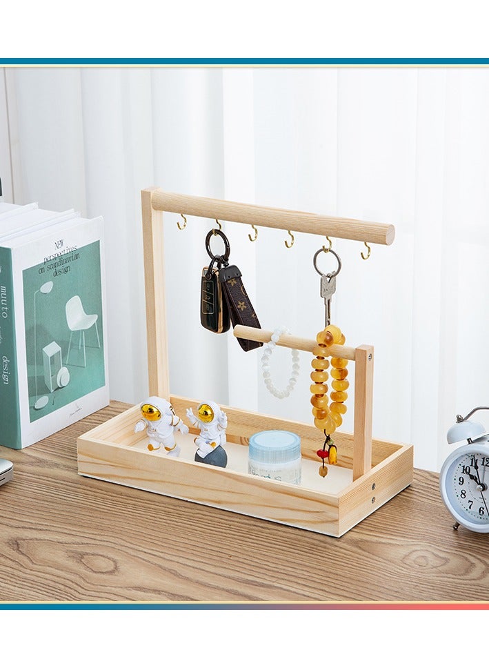 Entrance Key Storage Box Decorative Desktop Shelf Solid Wood Hanging Shelf Jewelry Rack Shoe Cabinet Miscellaneous Items For Entering The Door  - Image 2
