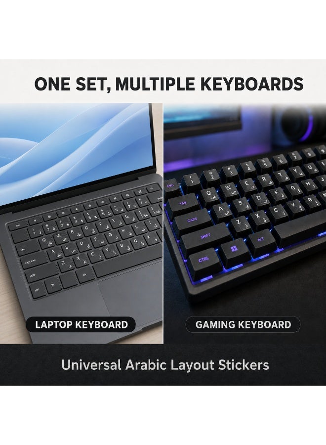 TAKEOFF Arabic Keyboard Stickers – 3D Transfer Lettering | No Residue, Transparent-Free Design | Easy Application for Laptop & Desktop (White) - Image 5