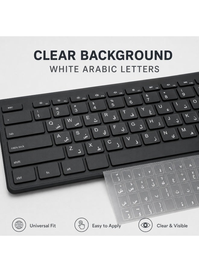 TAKEOFF Arabic Keyboard Stickers – 3D Transfer Lettering | No Residue, Transparent-Free Design | Easy Application for Laptop & Desktop (White) - Image 2