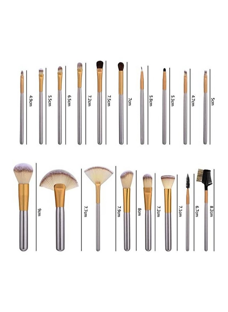 Genetic 18-Piece Foundation Makeup Brush Tool With Pouch Bag Case Gold  - Image 5