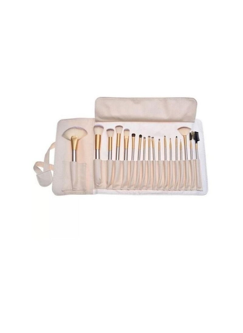 Genetic 18-Piece Foundation Makeup Brush Tool With Pouch Bag Case Gold  - Image 3