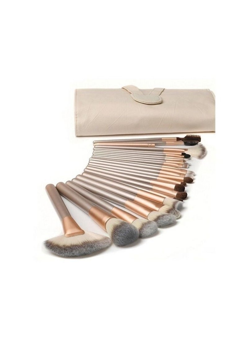 Genetic 18-Piece Foundation Makeup Brush Tool With Pouch Bag Case Gold  - Image 2