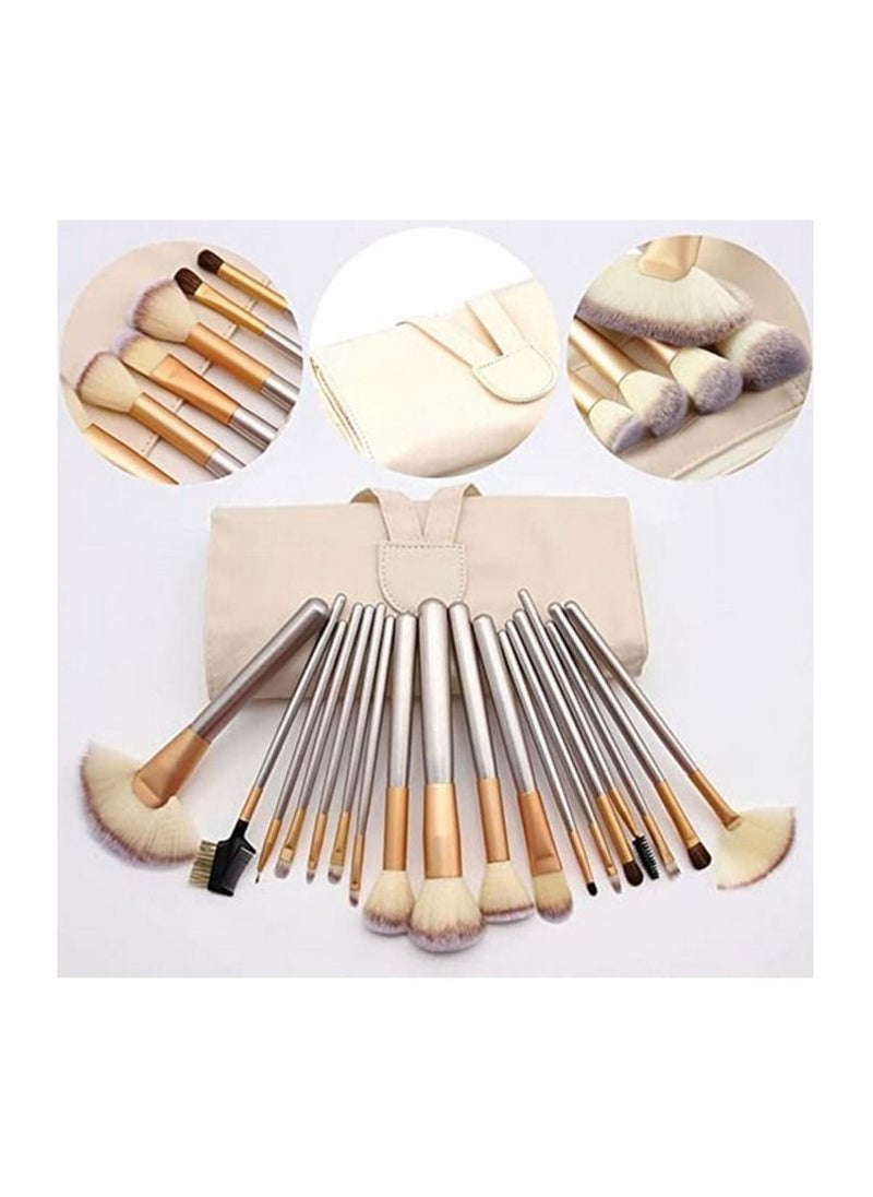 Genetic 18-Piece Foundation Makeup Brush Tool With Pouch Bag Case Gold  - Image 4