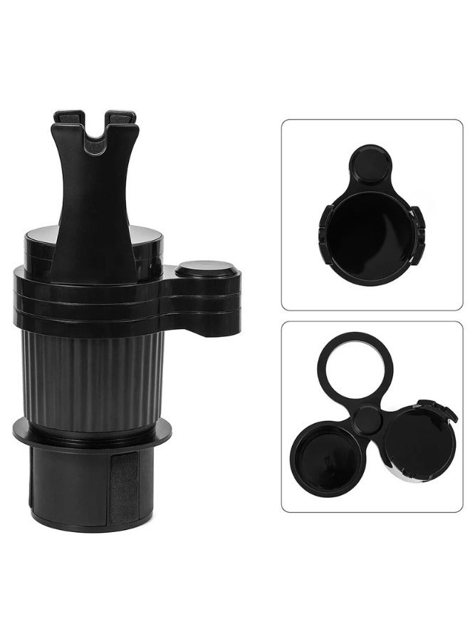 3 in 1 Car Cup Holder for Bottles and Drinks with Adjustable Wireless Charger Base - Black - Image 4