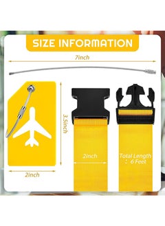 Aikanbo 6 Pack Luggage Straps Suitcase Tags Set, Travel Adjustable Suitcase Straps Silicone Luggage Tags with Name ID Card Men Women Travel Accessories (Yellow)  - Image 2
