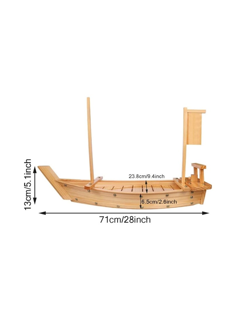 GOGOGO 28 Inch Wooden Sushi Boat Serving Tray, Large Sushi Boat Plate for Sashimi Board Seafood Party, Great for Sushi Restaurant or Home (28inch/71cm) - Image 3