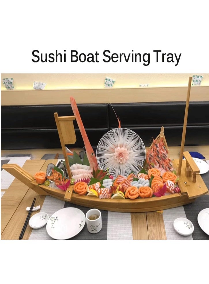 GOGOGO 28 Inch Wooden Sushi Boat Serving Tray, Large Sushi Boat Plate for Sashimi Board Seafood Party, Great for Sushi Restaurant or Home (28inch/71cm) - Image 2