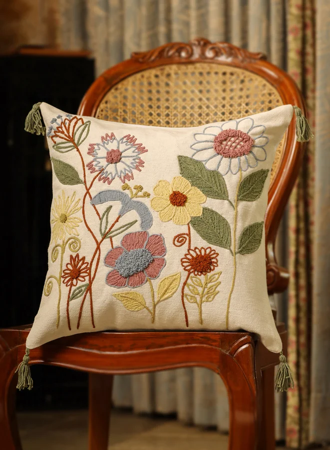 سانسكريتي هومز sanskrutihomes Floral Cotton Cushion Cover - 45x45cm