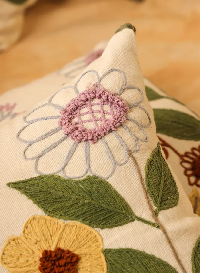 sanskrutihomes sanskrutihomes Floral Cotton Cushion Cover - 45x45cm