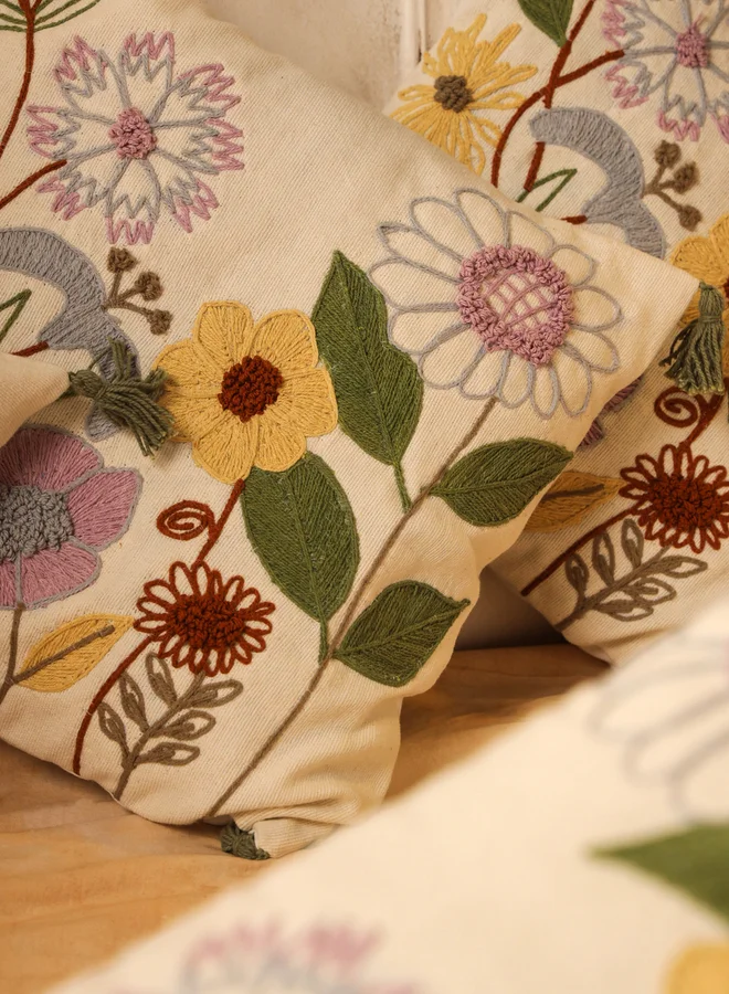 sanskrutihomes sanskrutihomes Floral Cotton Cushion Cover - 45x45cm