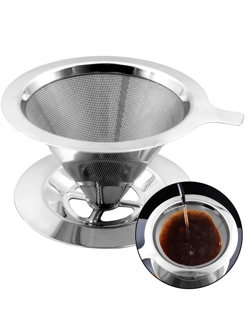 GNAFOTU Coffee Filter-Pour Over Coffee Filter, Stainless Steel Reusable Drip Coffee Filter,Pour Over Coffee Dripper for Manual Production, Coffee Preparation, Coffee Filter Attachment, Easy to Clean  - Image 1