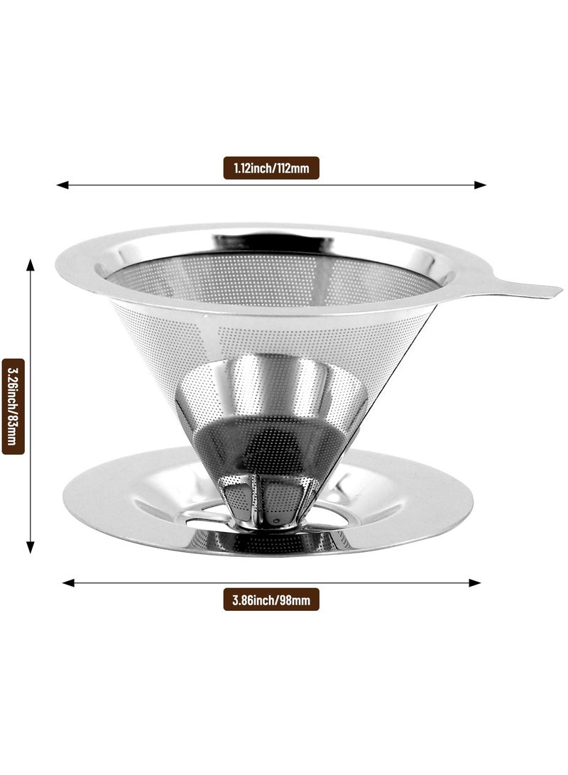 GNAFOTU Coffee Filter-Pour Over Coffee Filter, Stainless Steel Reusable Drip Coffee Filter,Pour Over Coffee Dripper for Manual Production, Coffee Preparation, Coffee Filter Attachment, Easy to Clean  - Image 2